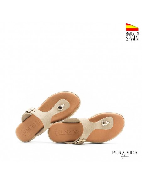 sandalias esclavas beige de piel