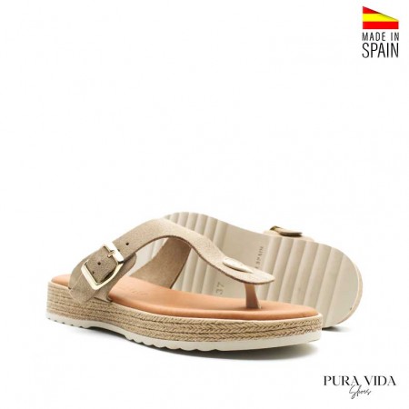 sandalia tipo esclava beige femenina