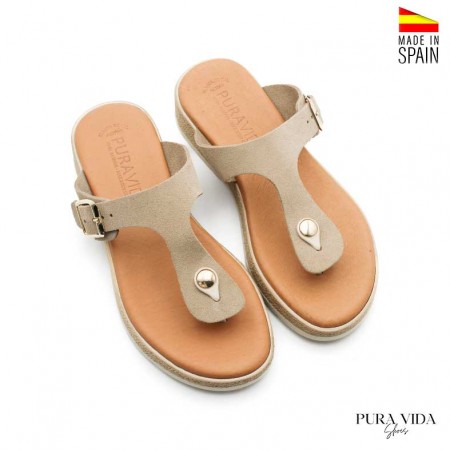 sandalias planas esclavas beige