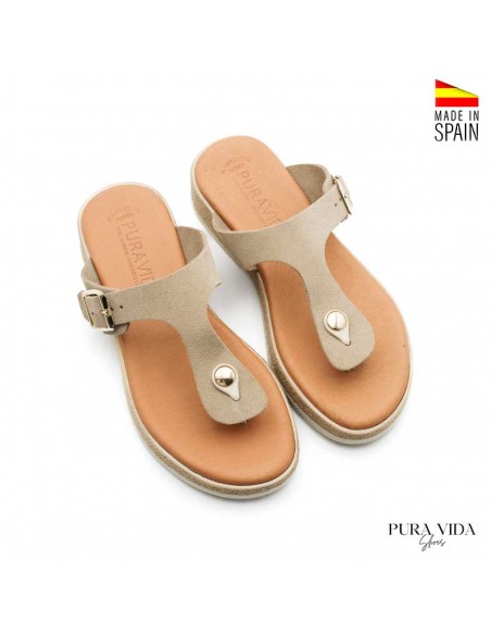 sandalias planas esclavas beige