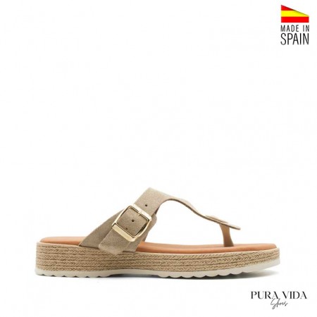 calzado esclava mujer beige de piel