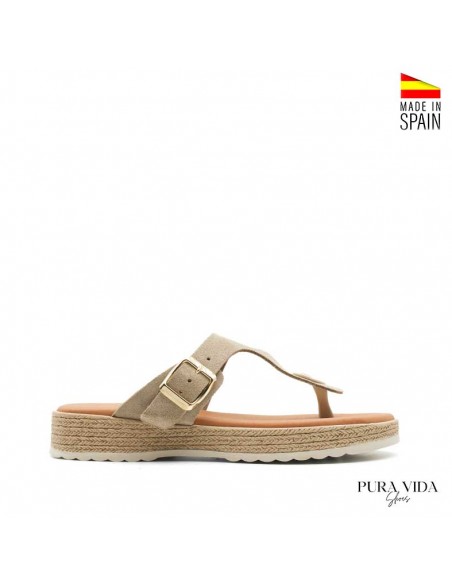 calzado esclava mujer beige de piel