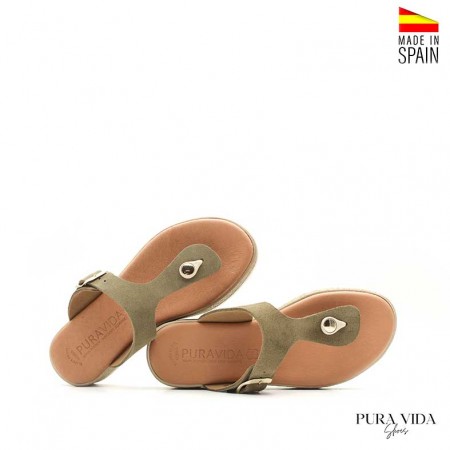 sandalias planas esclava verde