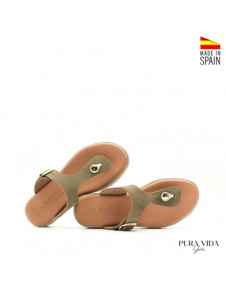 sandalias planas esclava verde