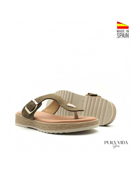 sandalia esclava verde femenina