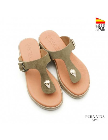 sandalias tipo esclava verdes de piel