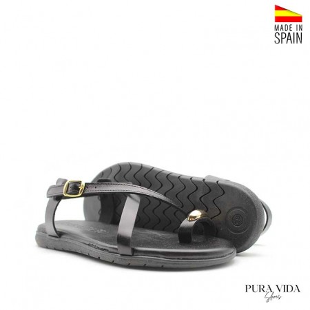 sandalia dedo con aro negra mujer