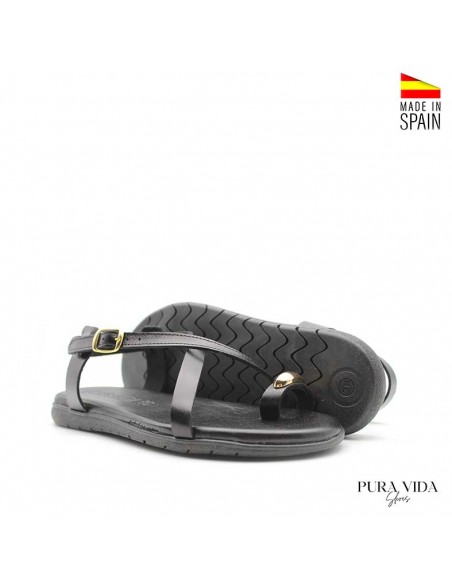 sandalia dedo con aro negra mujer