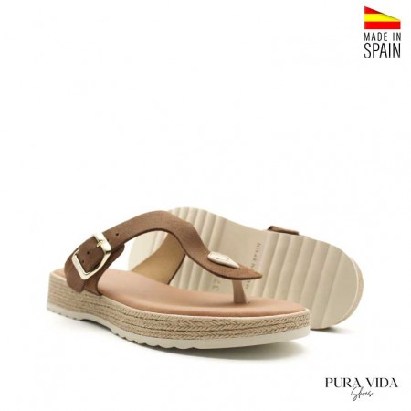 sandalia tipo esclava marrón femenina