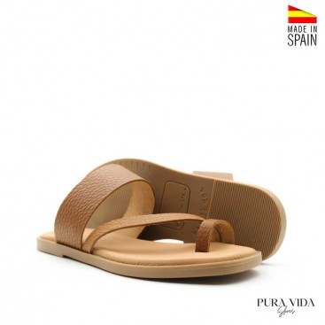 Sandalias cuero dedo mujer destalonadas en piel