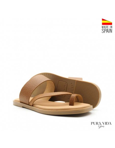 Sandalias cuero dedo mujer destalonadas en piel