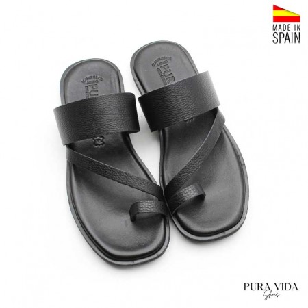 sandalias dedo piel mujer negras