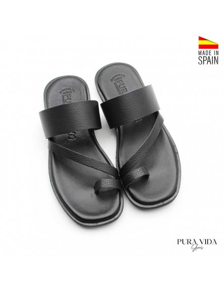 sandalias dedo piel mujer negras