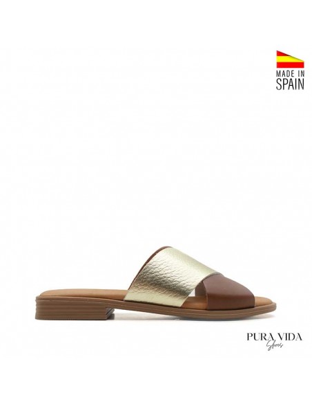 sandalias planas de piel con pala cruzada