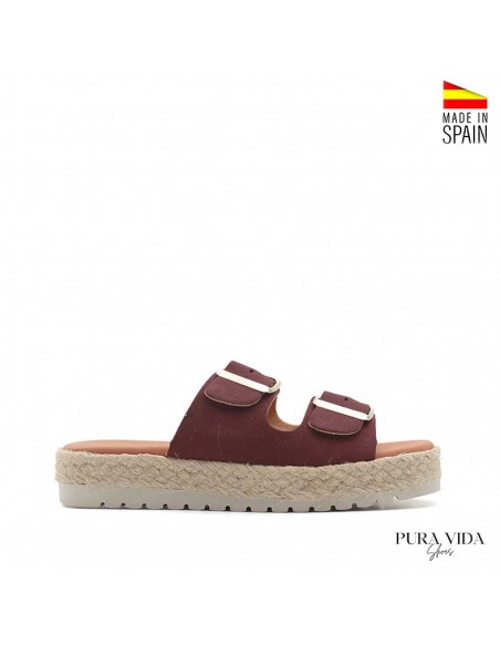 sandalia doble hebilla burdeos