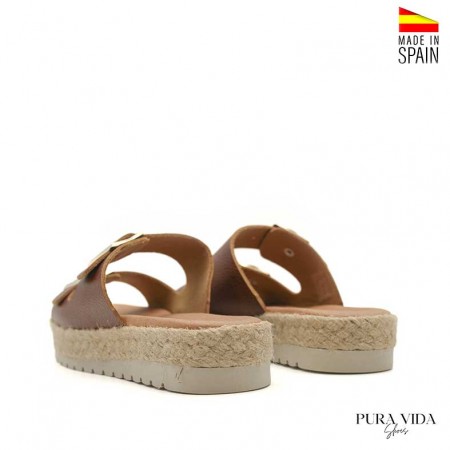 sandalias de mujer marrones cuero