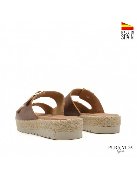 sandalias de mujer marrones cuero