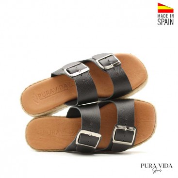 Sandalia Negra Hebilla