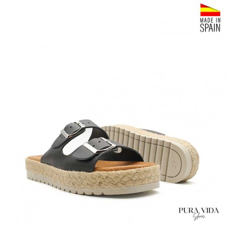 Sandalias Negras Hebillas mujer