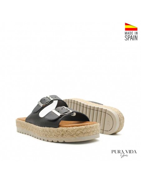 Sandalias Negras Hebillas mujer