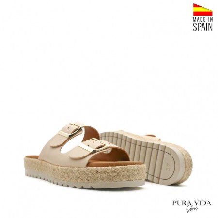 sandalia hebilla beige