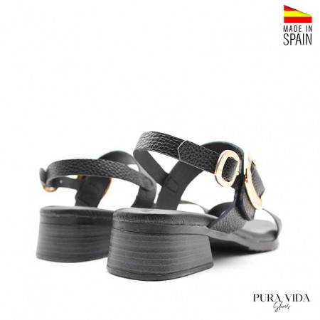 Sandalias negras de tacón bajo para uso diario