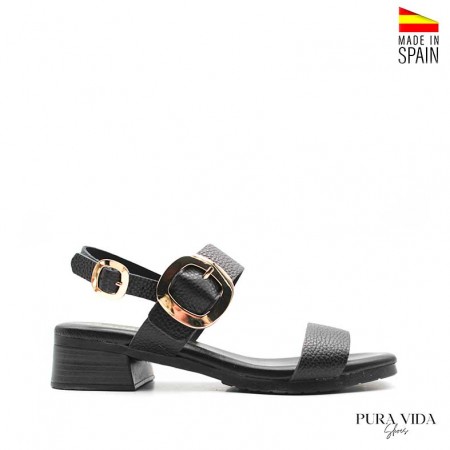 Sandalias de mujer negras con tacón cómodo