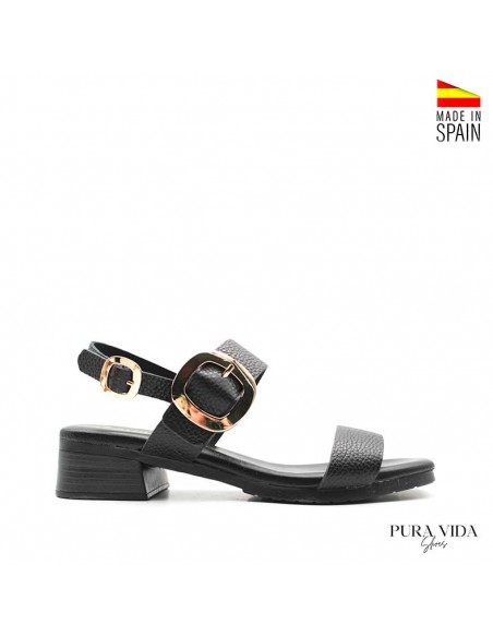 Sandalias de mujer negras con tacón cómodo