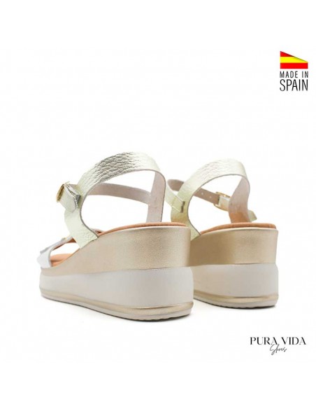 sandalias blancas de cuña con plataforma