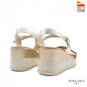 sandalias de cuña camel con plataforma