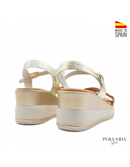 sandalias de cuña camel con plataforma