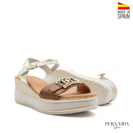 sandalias elegantes camel fabricadas en españa