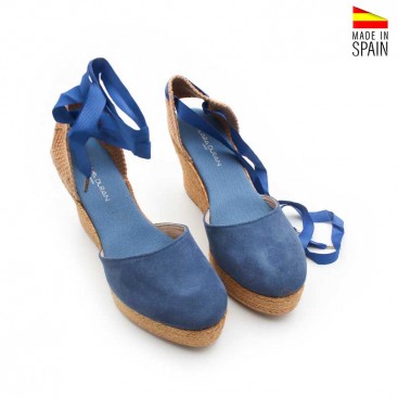 sandalia de yute con cuña alta