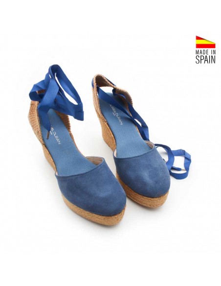 sandalia de yute con cuña alta