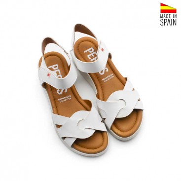 sandalias blancas de piel con velcro