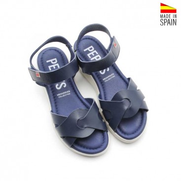sandalias marino de cuña baja con velcro