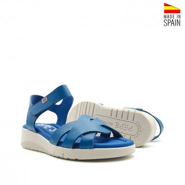 sandalias azulón cómodas con velcro