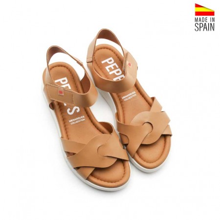 sandalias camel estilo deportivo mujer