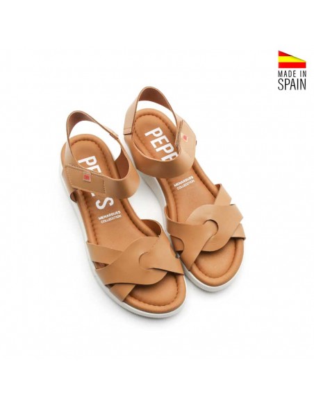 sandalias camel estilo deportivo mujer