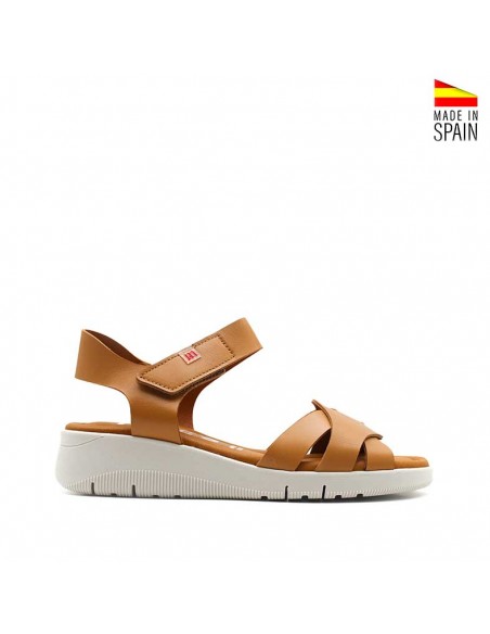 cuña camel de piel con velcro