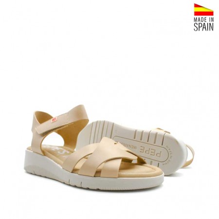 sandalias cuñas beige fabricadas en españa