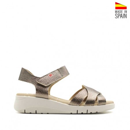 sandalia cuña metalizadas de piel