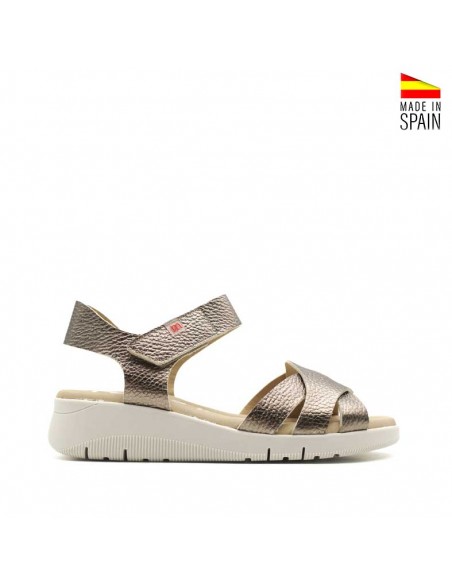sandalia cuña metalizadas de piel