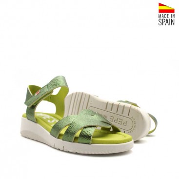 sandalias cómodas verdes con velcro