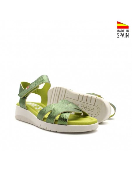 sandalias cómodas verdes con velcro