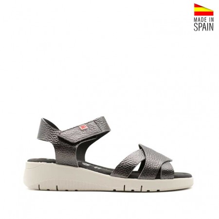 sandalias cuñas negras mujer de piel