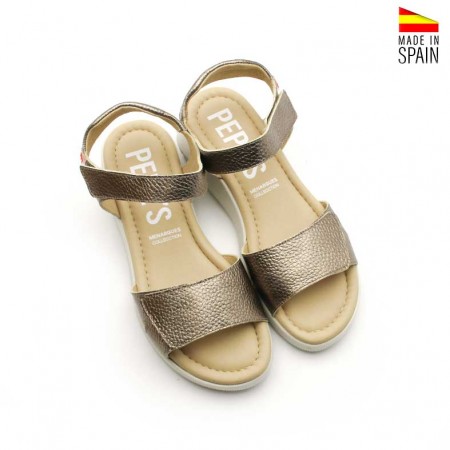 sandalias gris plomo de piel con velcros