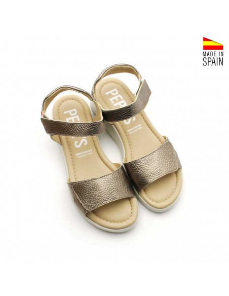 sandalias gris plomo de piel con velcros
