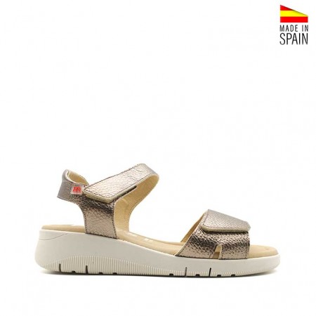 sandalias gris plomo con velcros para mujer