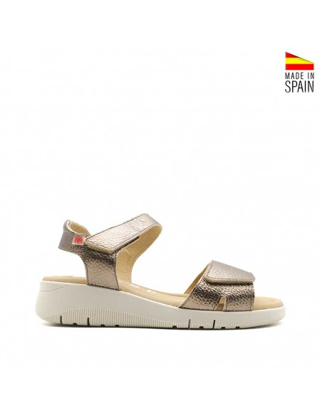sandalias gris plomo con velcros para mujer